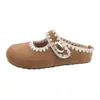 Chinelos Baotou Femininos para Uso Externo 2026 Primavera Novos Retro Aumentadores de Altura Sapatos Birkenstock Estilo Étnico Slip-Ons Sapatos Preguiçosos