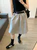 Falda de Verano Nueva Estilo Aencoat Send Cintura Elástica Tencel Línea A para Mujer Longitud Media Cubre Caderas Falda Adelgazante