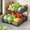 Estante de Almacenamiento de Cesta para Verduras de Cocina Encimera Doméstico Multicapa Simple Caja de Almacenamiento Dedicada para Verduras, Condimentos, Cebollas, Jengibre, Ajo