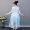 Vestido Nuevo de Princesa Elsa de Frozen de Manga Larga para Primavera y Otoño, Vestido de Elsa para Niñas, Vestido de Una Pieza de Manga Larga, Envío Directo