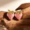 Pendientes de Fresa y Cereza Japoneses y Coreanos Más Vendidos para Mujer, Pendientes de Acero de Titanio Rosa de Moda y Elegantes, Joyería de Acero Inoxidable Estilo Ins