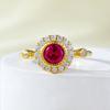 Anillo Mu Jing Jewelry Live New S925 de plata chapada en oro de 5,0 mm con forma de paloma, redondo, rojo y azul, para uso diario en mujer.