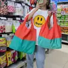 Nueva Bolsa de Compras Plegable de Gran Capacidad, Ultraligera, Bloques de Color, Bolso de Hombro Moderno y de Moda, Bolsa de Mano para Compras en el Supermercado
