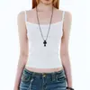 Top Corto Ajustado de Mujer para Amazon Transfronterizo con Pedrería, Moderno Tirante Fino Estilo Europeo y Americano Verano Sexy Camiseta sin Mangas Venta al por Mayor