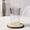 Taza de Vidrio Transparente con Patrón Vertical de Alta Apariencia Estilo Ins Taza de Café Americana Taza para Jugos Leche Té de Frutas Taza de Vidrio para el Hogar