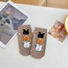Calcetines de Oso tridimensional con flocado para mujer, calcetines cortos finos de lunares para primavera y verano, estilo universitario, lindos dibujos animados, calcetines de barco de tres osos