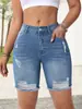 Shorts de Mezclilla Rectos con Flecos Rasgados Elásticos Transfronterizos 2026 para Mujer, Jeans Adelgazantes Más Vendidos de Cinco Puntos Temu