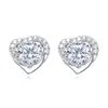 Aretes en vivo para mujer estilo ins amor plata de ley S925 circonita aretes de circonita de seis garras aretes brillantes