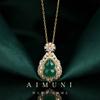 Colar Emune Jaspe Imitado Verde Design Nicho Retrô Nuvens Auspiciosas Ruyi Cabana Vazada Fulu Calcedônia Mulheres