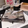 Zapatos Mary Jane de Malla con Diamantes Completos de Moda de Hong Kong para Mujer 2026 Verano Nuevos Zapatos Planos Versátiles Calados de Ballet