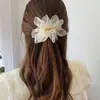 Elegante Presilha de Cabelo Flor de Chiffon para Mulheres, Presilha de Rabo de Cavalo de Verão para a Parte de Trás da Cabeça, Simples Presilha de Mola Acessório de Cabelo, Item Popular de Verão