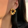 Pendientes Impermeables Dazan de Oro de 18K Estilo Europeo y Americano de Moda Nicho Ins Retro Vintage Lava Exagerado