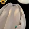 Sudadera con Capucha Pesada de Jacquard para Primavera y Otoño para Hombre, Holgada, Cuello Redondo, Manga Larga, Camiseta, Pareja, Marca de Moda Ins, Estilo Hong Kong, Top Casual