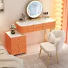 Tocador de Madera Maciza Dormitorio Moderno Simple Tocador de Pizarra Gabinete de Almacenamiento Espejo de Maquillaje Integrado Belleza y Elegante