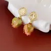 Pendientes Retro Europeos y Americanos Hechos a Mano con Flores Reales y Capullos Eternos Moda Transfronteriza Pendientes Vintage Pendientes de Alta Gama para Mujer