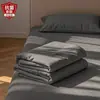 Lençol de Solteiro de Algodão Lavado Grau A Materno e Infantil, Cor Sólida, Estilo Ins, Fresco e Amigo da Pele, Adequado para Dormitório de Estudante, Conjunto de Três Peças