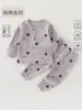 Conjunto de Ropa de Casa de Algodón Puro para Niños, Primavera y Otoño, Pijama de Bebé Clase A, Conjunto de Dos Piezas de Manga Larga y Pantalón Largo para Niños y Niñas