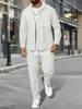 2025 Outono Masculino Transfronteiriço Gola Lapela Bolso com Zíper Cor Sólida Waffle Cardigã Slim Jaqueta Suit Masculina