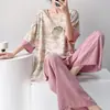 Pijama Tradicional con Botones Estilo Chino Nuevo Mianchou Shijia para Mujer Modelo Nuevo 2026 Conjunto de Manga Media de Algodón Artificial Adecuado para Usar Afuera en Verano