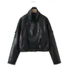 Chaqueta básica versátil de moda estilo europeo y americano, abrigo de cuero adelgazante, prenda exterior pequeña, top holgado 2026 primavera y otoño para mujer