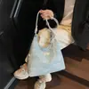 Bolso de Gran Capacidad para Mujer 2025 Nuevo Bolso de Hombro de Mezclilla con Cadena de Perlas Bolso Tote para Estudiante Universitario Ropa de Clase y Trabajo