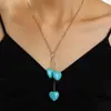 Collar Europeo y Americano con Costuras de Turquesa Aretes de Amor Retro Traje de Joyería Collar Joyería Bohemia Transfronteriza