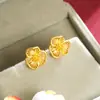 Brincos de Ouro Imitação para Mulheres Que Não Desbotam por Muito Tempo, Rosas, Acessórios de Brincos de Liga Metálica Dourada com Acabamento Areia Fresca de Nicho de Alta Qualidade