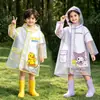 Impermeable infantil para estudiantes de primaria, apto tanto para niños como para niñas, impermeable de cuerpo completo, a prueba de lluvia, portátil, con estampado de dibujos animados