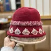 Sombrero de Pescador Tejido Jacquard Colorido Estilo Universitario Coreano para Niñas Otoño e Invierno Estilo Dulce Sombrero Cálido de Ala Enrollada