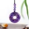 Colgante de Paz de Cristal Natural Piedra Cruda de Amatista DIY Collar Llavero Colgante Joyería Mayoreo