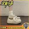 Sapatos Mary Jane com Renda de Laço Simples e Fofos de Solado Grosso para Mulheres Primavera Slip-On Salto Bloco Sapatos Casuais para Combinar com Saias