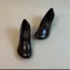 Zapatos de tacón alto con punta redonda, estilo minimalista francés, para mujer, de piel de vaca súper suave, para ir al trabajo en primavera y otoño, slip-on para mujer con tacón grueso