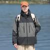 Chaqueta Fina de Primavera y Otoño para Exterior con Pegamento a Presión para Hombre y Mujer, Chaqueta para Exterior de Dos Aberturas Talla Grande con Capucha Cortavientos Impermeable