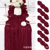 Amazon Transfronterizo Caminero de Mesa de Tela Arrugada Estilo Bohemio Gasa Retorcida Arrugada Decoración para Boda Fiesta Caminero de Mesa