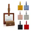 Transfronterizo en stock cuadrado grueso PU cuero etiqueta de equipaje flip impresión LOGO cuero multicolor pase de abordar venta al por mayor