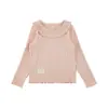 Camiseta Longa Feminina Wulibu Yi Personalizada com Gola Babado, Camisa Básica Doce Estilo Coreano, Nova 2026