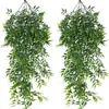 Colgante de pared artificial transfronterizo, flores simuladas, hojas de bambú, enredaderas, hojas verdes de plástico, plantas colgantes decorativas para el hogar y el exterior