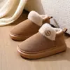 Chinelos de Algodão de Cano Alto para Mulheres, Novo Estilo de Inverno, Quentes e de Veludo, Botas de Neve para Casa, Sapatos de Algodão para Homens no Atacado