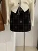 Saia Bordada de Camurça KEKEZOON para Mulheres Início do Outono Vintage Maillard Saia Evasê Saia Curta Anti-exposição 8815