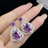 Zircônia Roxo Profundo Ametista Artificial de Alta Qualidade Pingente de Diamante Completo de Luxo Anel Aberto Brincos Conjunto Feminino
