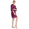 Camisón Sexy de Satén Transfronterizo de Amazon con Encaje, Mangas Tres Cuartos, Bata de Casa para Mujer, Estilo Delgado de Verano