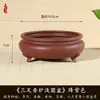 Quemador de Incienso de Tres Patas Premium Maceta para Bonsái, Maceta para Suculentas y Calamus, Bonsái de Tocón Viejo Dorado en Forma de Bala, Maceta de Flor Morada de Imitación de Resina de Bambú Nube