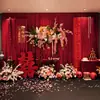 Cortina roja de compromiso estilo coreano, juego de decoración para el hogar para el hotel de la novia, adornos de alta gama, simples y elegantes