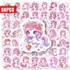 Compra directa transfronteriza de 50 pegatinas diarias de PP de unicornio rosa lindas para cuadernos de estilo lindo y botellas de agua