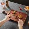 Bandeja para bistec, bandeja de madera comercial para bistec, bandeja de madera para pizza, bandeja de pan para comida occidental de madera maciza, bandeja de madera para pizza