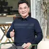 Camiseta para Hombre de Mediana Edad y Ancianos, Capa Base Delgada para Primavera y Otoño, Camiseta de Manga Larga para Papá, Top Polo para Hombre de Mediana Edad