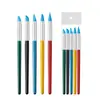 Pluma de Silicona para Press de Uñas con Mango de Madera, Diseño de Flor Tallada, Presionador de Pegatinas, Polvo de Espejo Mágico, Set Multifuncional de 5 Piezas, Herramientas para Nail Art al por Mayor