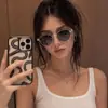 Moda Gafas de sol nuevas de estilo coreano, vintage, de lujo, a la moda, con diamantes y cadenas exageradas, gafas de sol elegantes para mujer