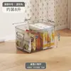 Caixa de armazenamento transparente simples direta da fábrica, caixa de armazenamento doméstica de grande capacidade para mesa de cozinha com alça e tampa
