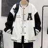 Jaqueta de Baseball Nova Masculina Primavera e Outono, Casual de Caimento Solto com Bordado de Letras, Roupa de Casal, Casaco Estiloso